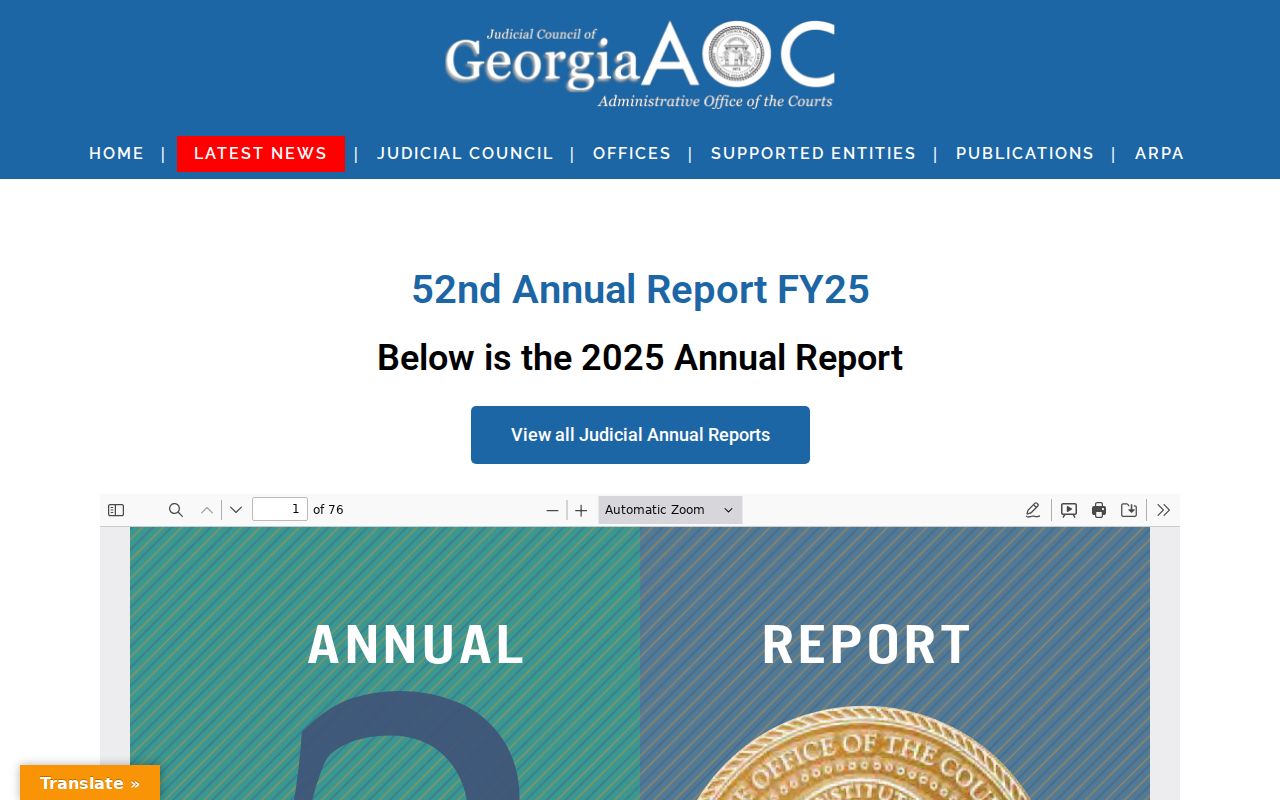 Judicial Council of Georgia annual report page
