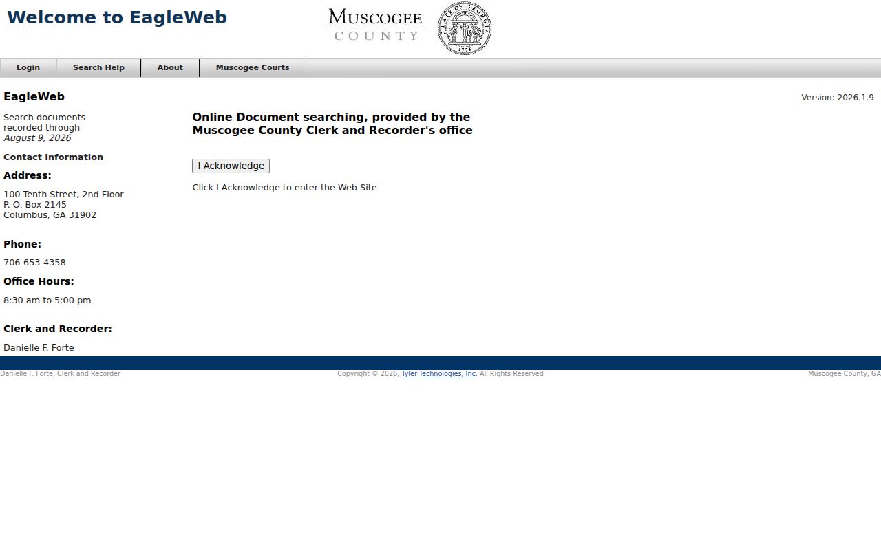 Muscogee Recorder EagleWeb records database