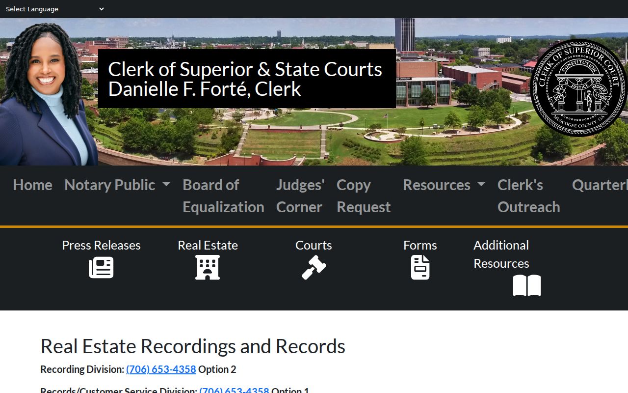 Muscogee County civil court docket and real-estate records distinction