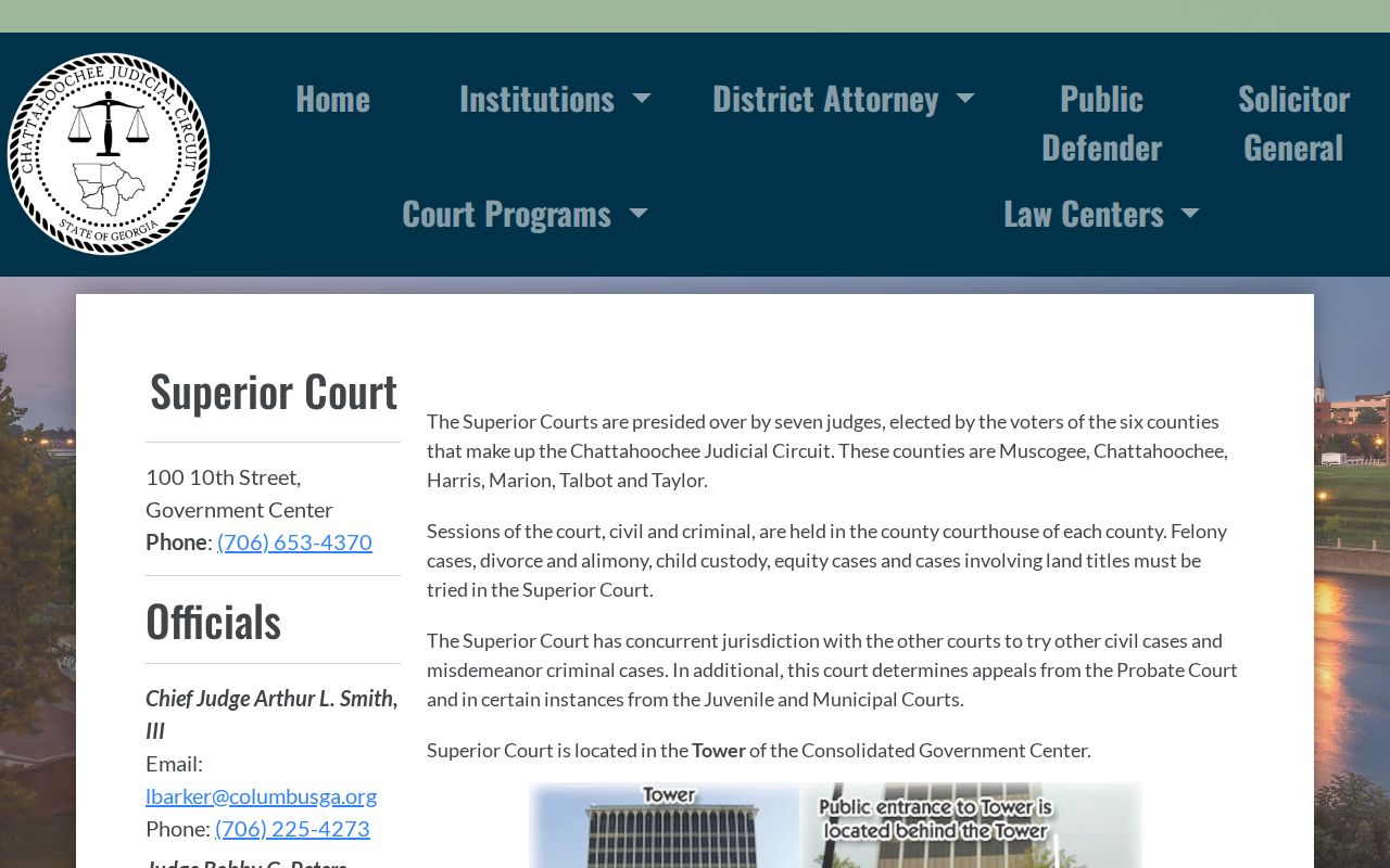 Muscogee County Superior Court criminal docket jurisdiction page