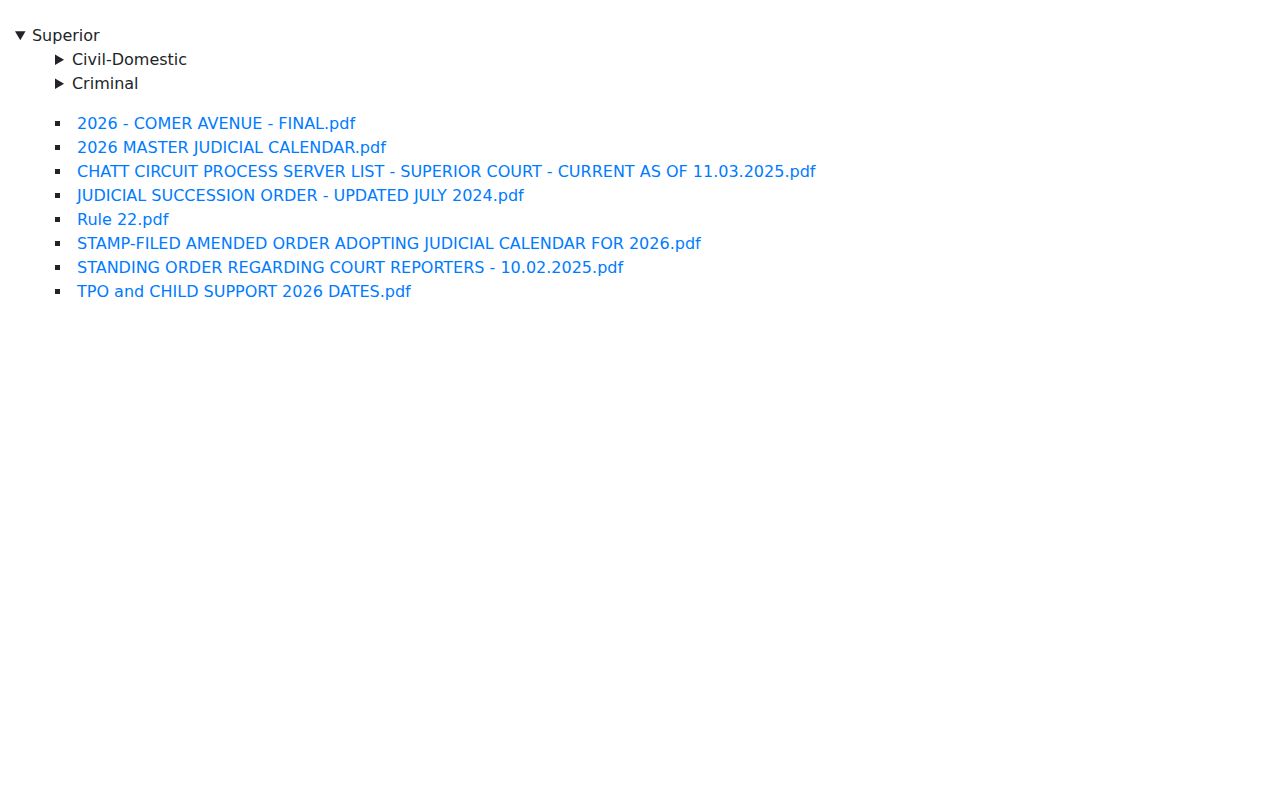 Muscogee County criminal court docket directory for Superior Court