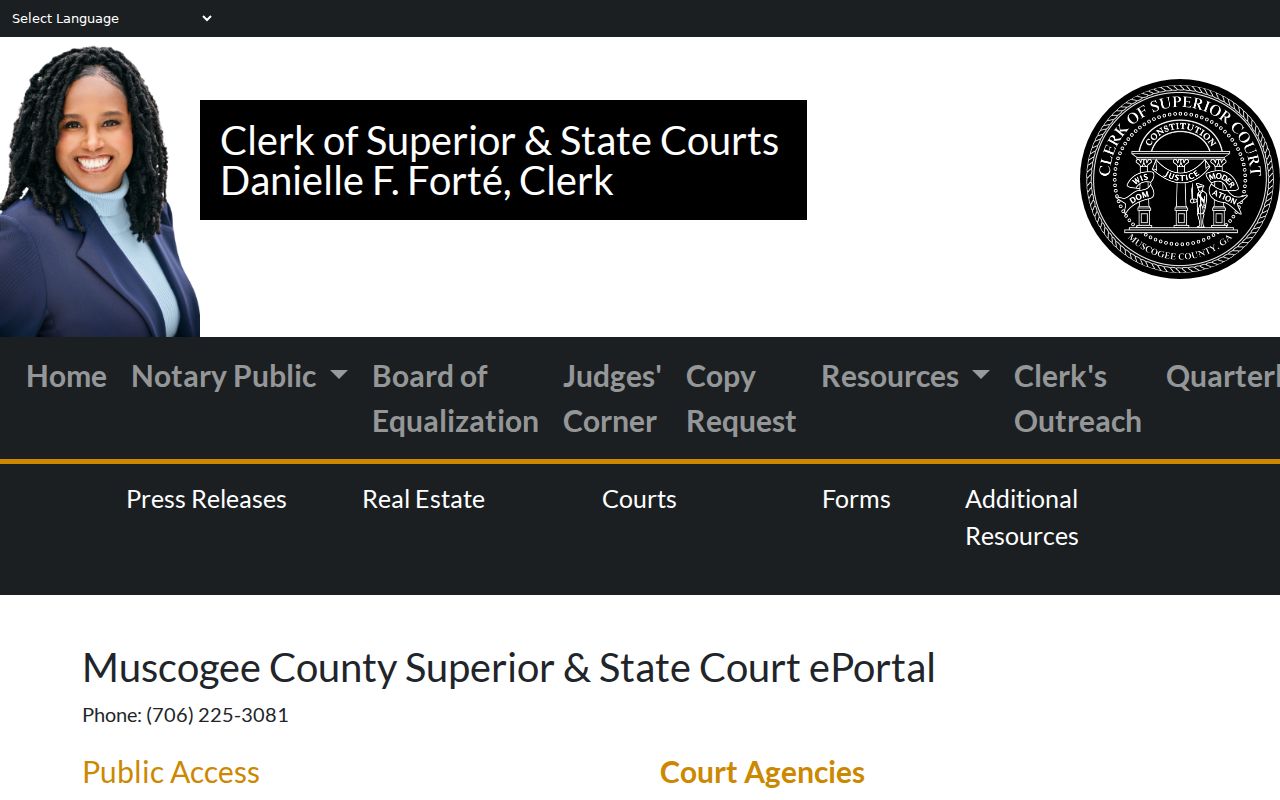 Muscogee County Clerk Court Portal resource