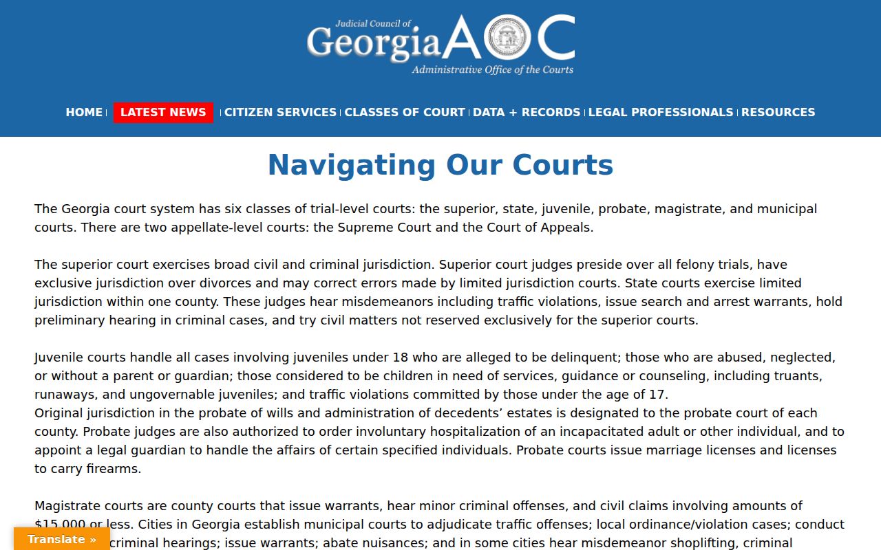 Georgia court hierarchy guide for Muscogee County cases