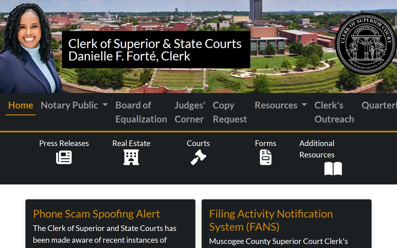 Muscogee County Superior and State Clerk home page